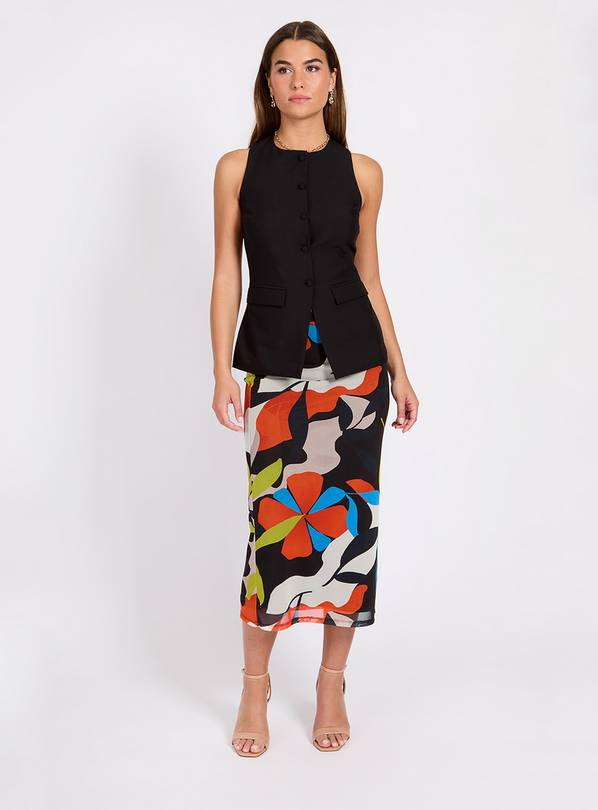 LITTLE MISTRESS Printed Mesh Midi Skirt 12